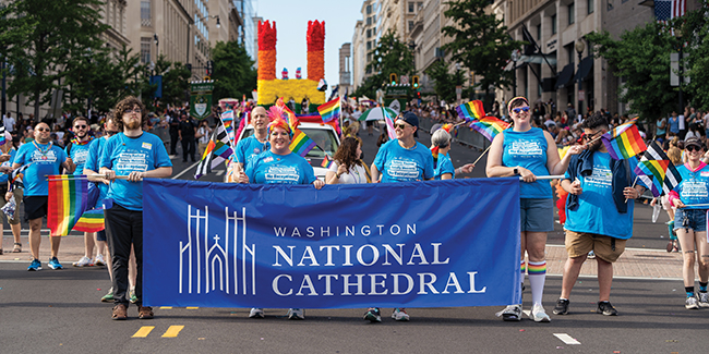 Download this image of Cathedral staff in the annual Pride Parade